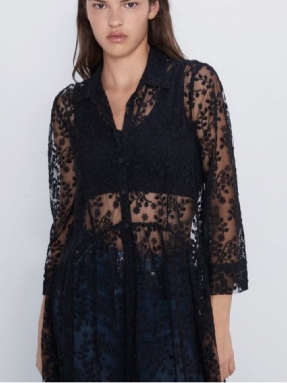Zara Sheer Shirtdress Cover All - Picture 3 of 11